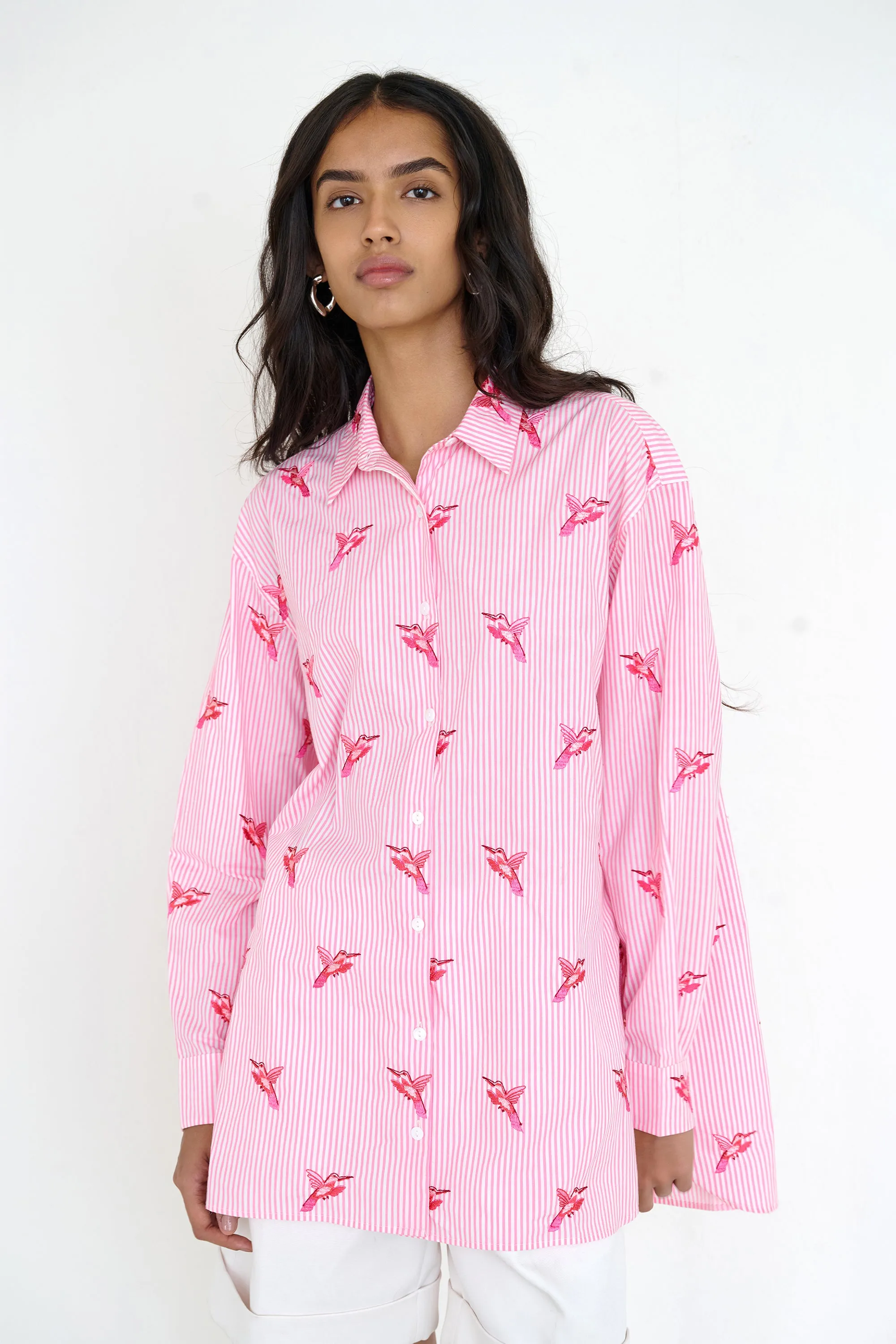 Jamie Shirt Embroidery Hummingbird sold by Banjanan