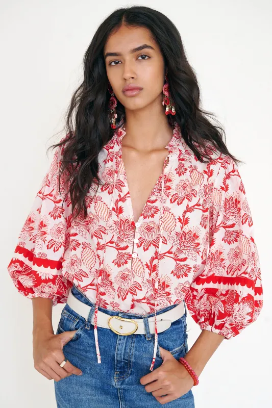 Lorna Top Lizzie Poppy Scarlet made by Banjanan