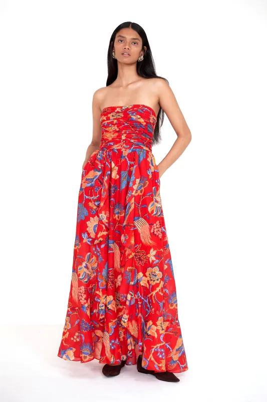 Bella Dress Chintz Carmine made by Banjanan
