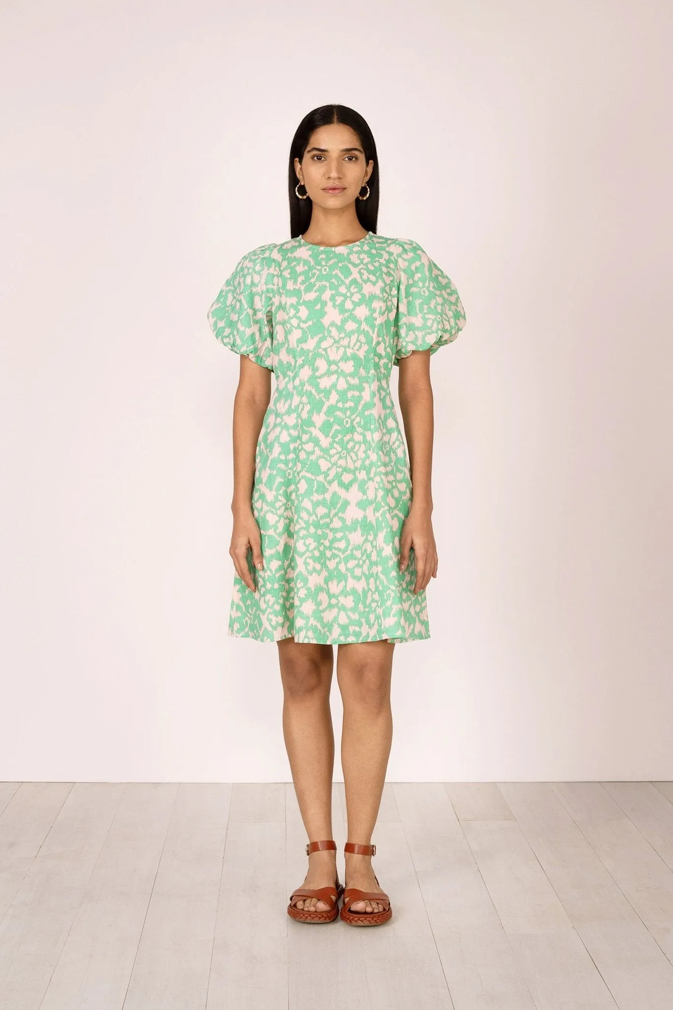 Gracia Dress Ikat Floral Calcite sold by Banjanan