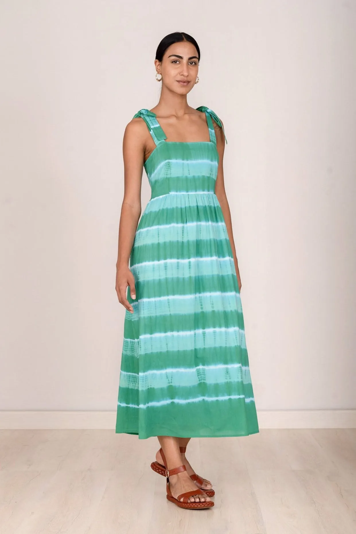 Ginerva Dress Hand Tie Dye Emerald sold by Banjanan