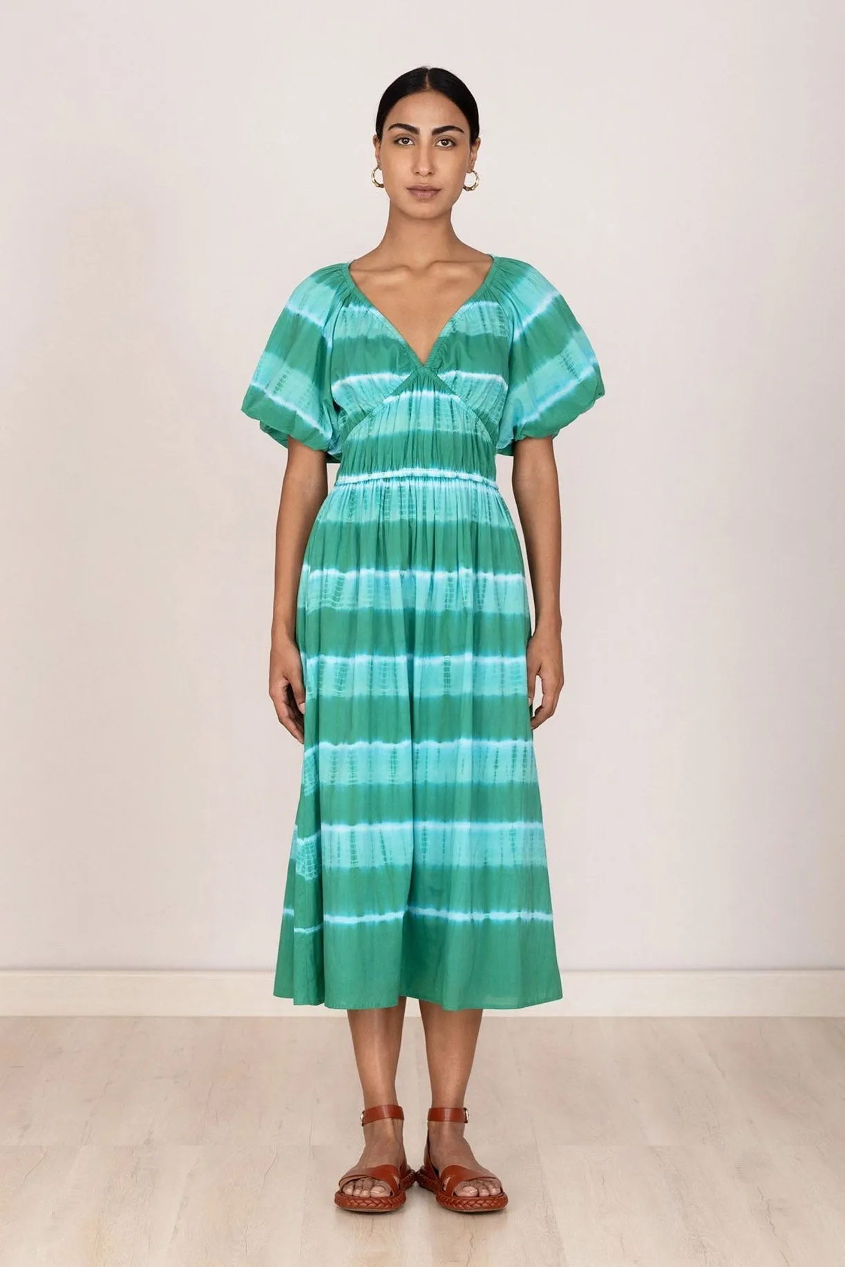 Francesca Dress Hand Tie Dye Emerald sold by Banjanan product image thumbnail 2