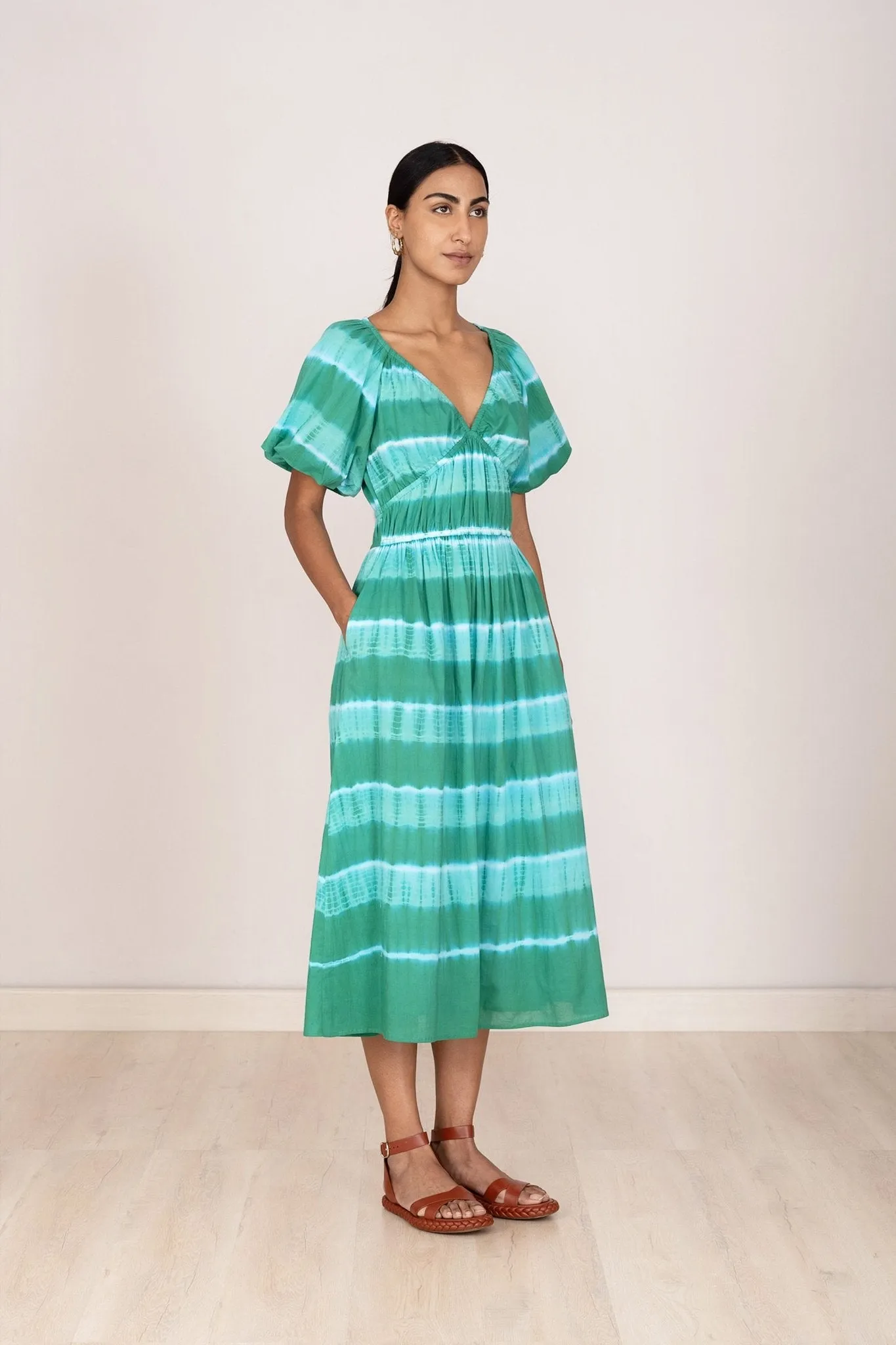 Francesca Dress Hand Tie Dye Emerald sold by Banjanan product image thumbnail 3