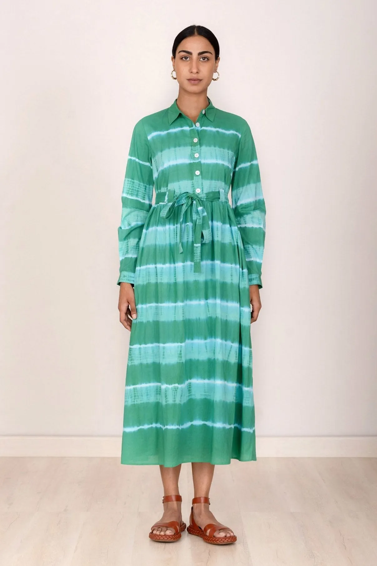 Daffodil Dress Hand Tie Dye Emerald sold by Banjanan