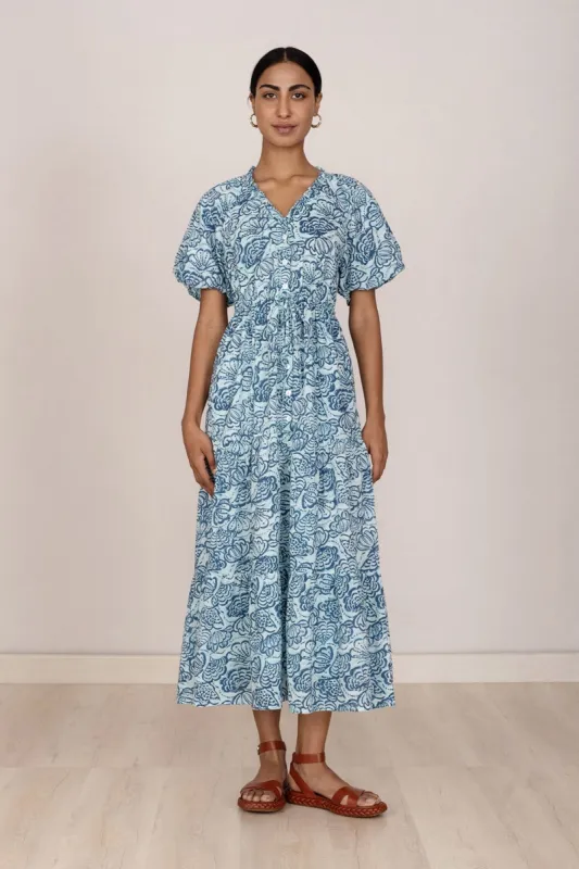 Poppy Dress Shell Aqua sold by Banjanan