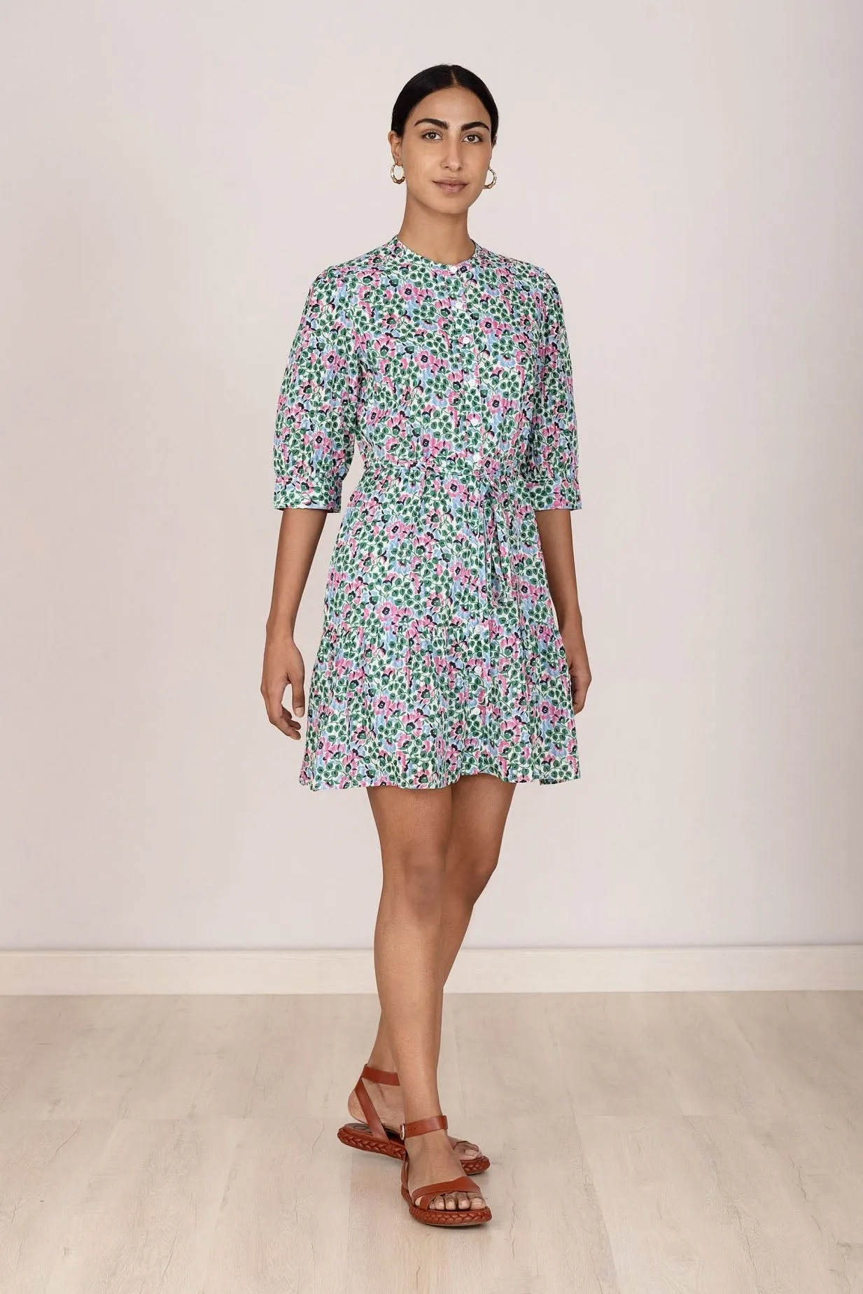 Gizella Dress Margot Strawberry Cream sold by Banjanan