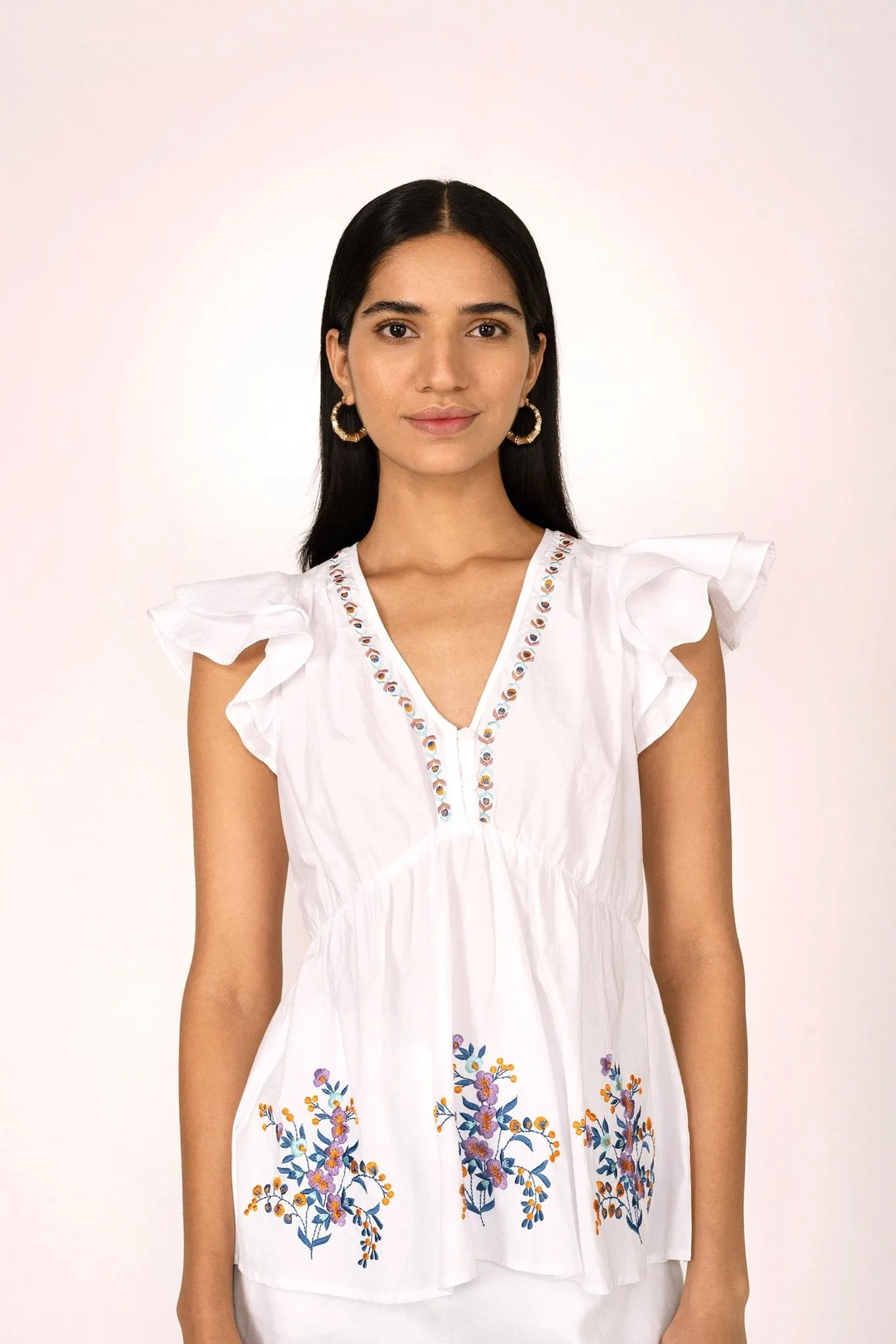Kira Top Srinagar Embroidered White sold by Banjanan