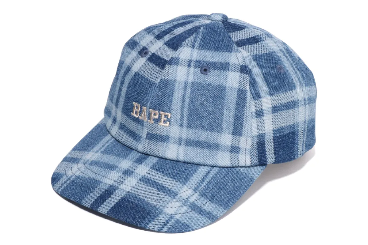 BAPE CHECK DENIM PANEL CAP sold by Bape