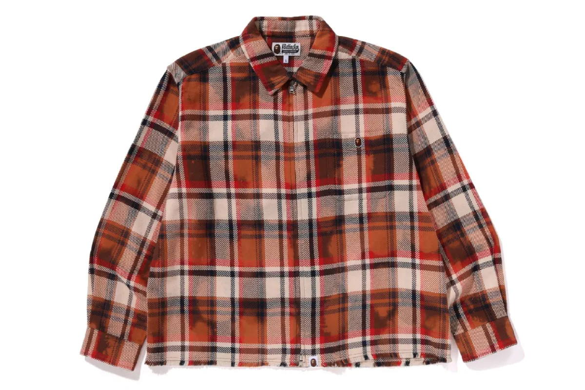 BLEACHED BAPE CHECK ZIP SHIRT sold by Bape