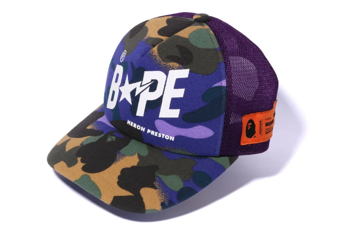 【 BAPE X HERON PRESTON 】MIX 1ST CAMO MESH CAP sold by Bape