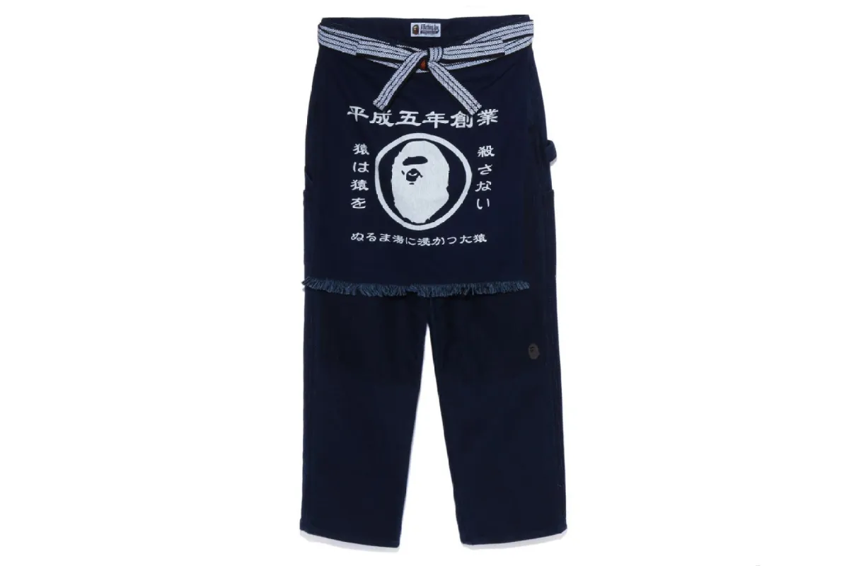 SASHIKO PAINTER APRON PANTS sold by Bape