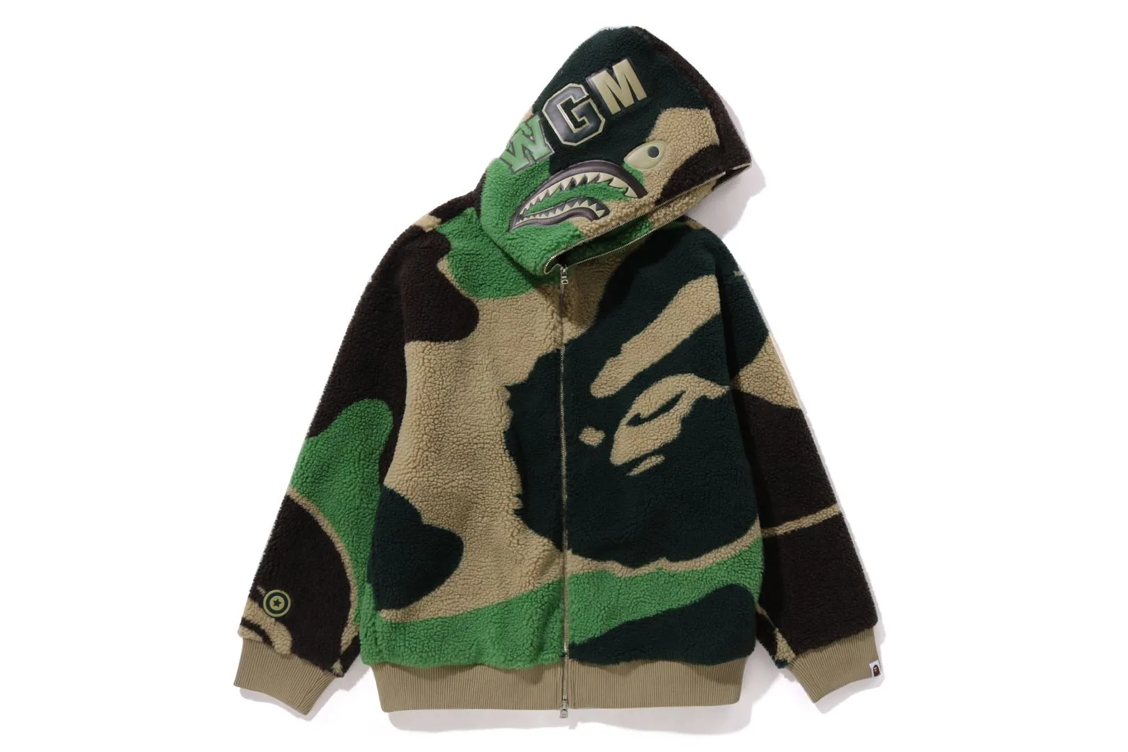 MEGA ABC CAMO SHARK BOA HOODIE JACKET sold by Bape