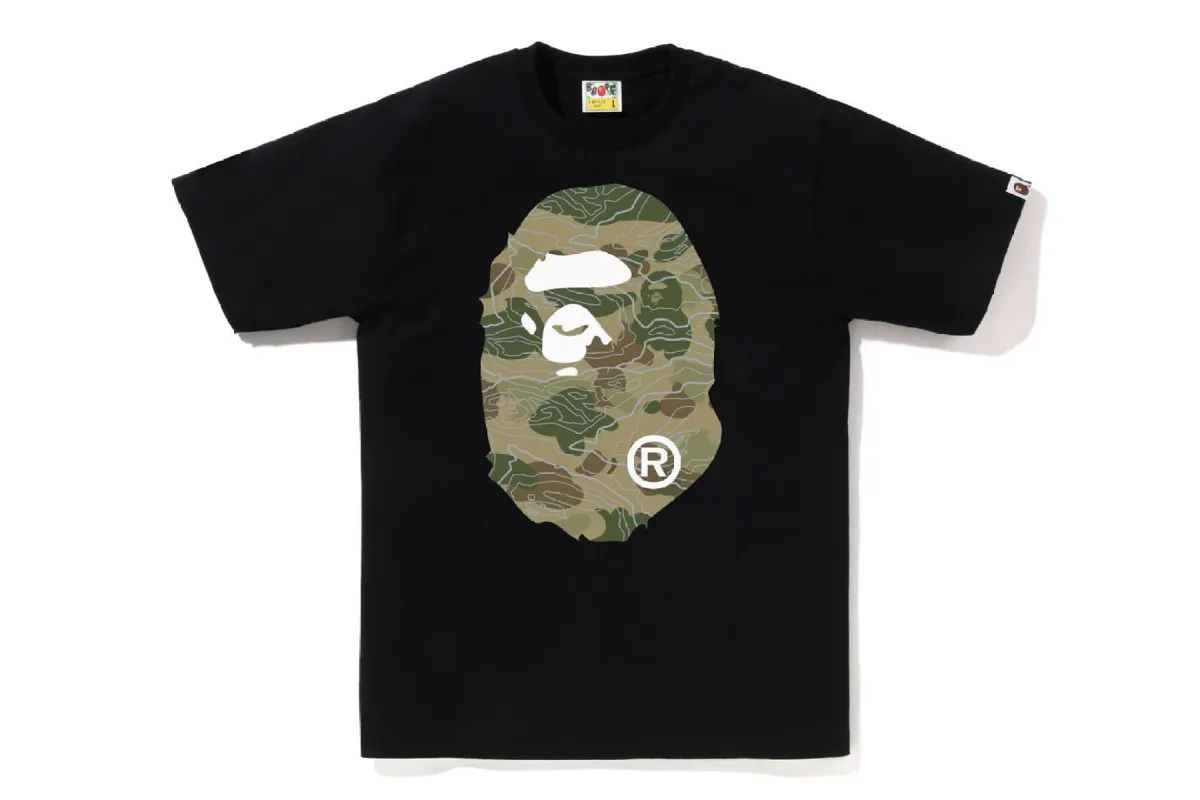 LAYERED LINE CAMO BIG APE HEAD TEE sold by Bape