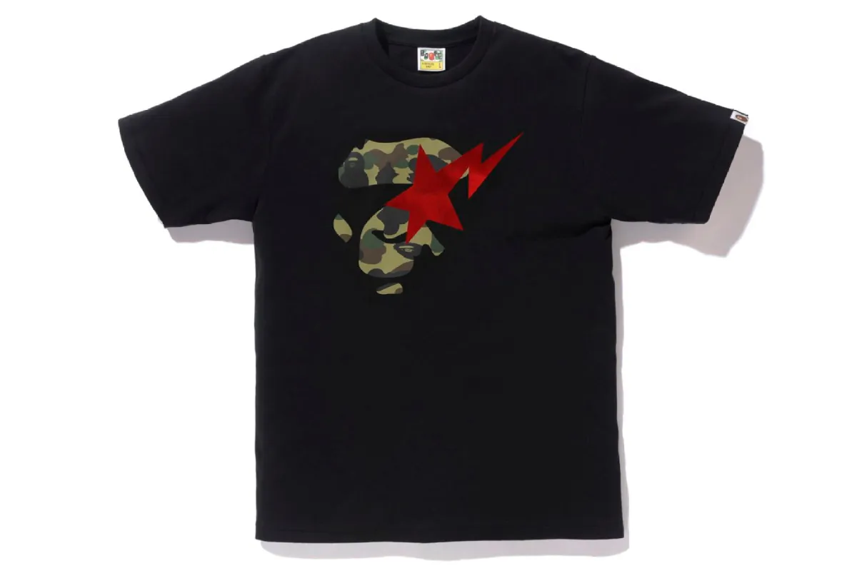 1ST CAMO APE FACE STA TEE sold by Bape