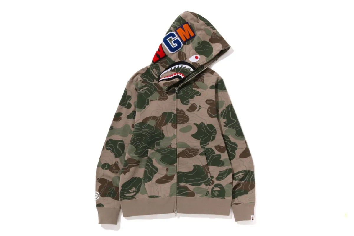 LAYERED LINE CAMO  SHARK FULL ZIP HOODIE sold by Bape