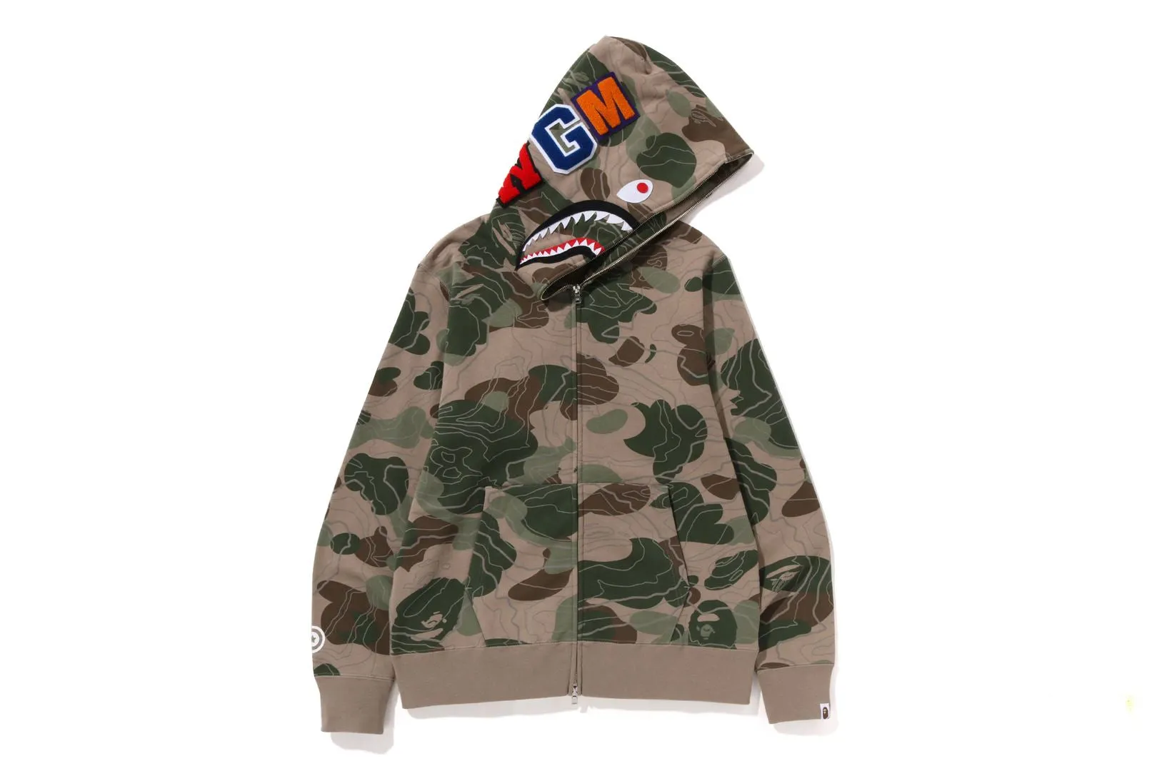 LAYERED LINE CAMO SHARK FULL ZIP HOODIE sold by Bape