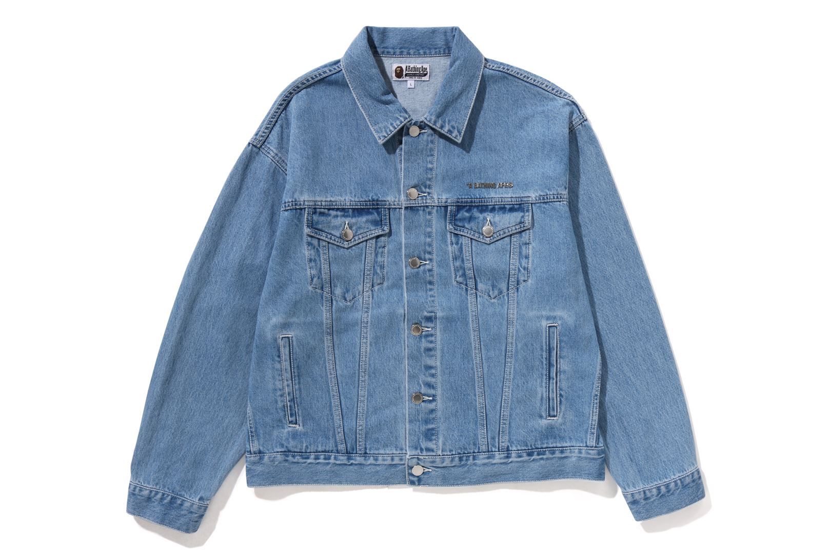 METAL LOGO PIN DENIM JACKET sold by Bape
