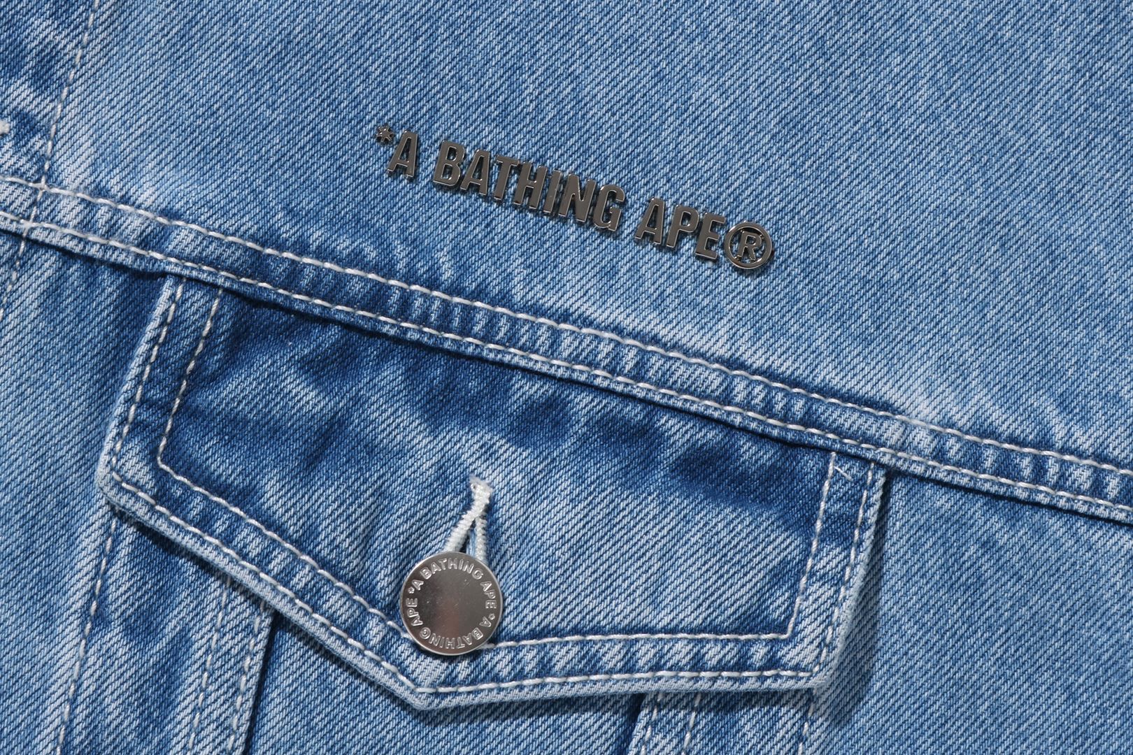 METAL LOGO PIN DENIM JACKET sold by Bape product image thumbnail 3