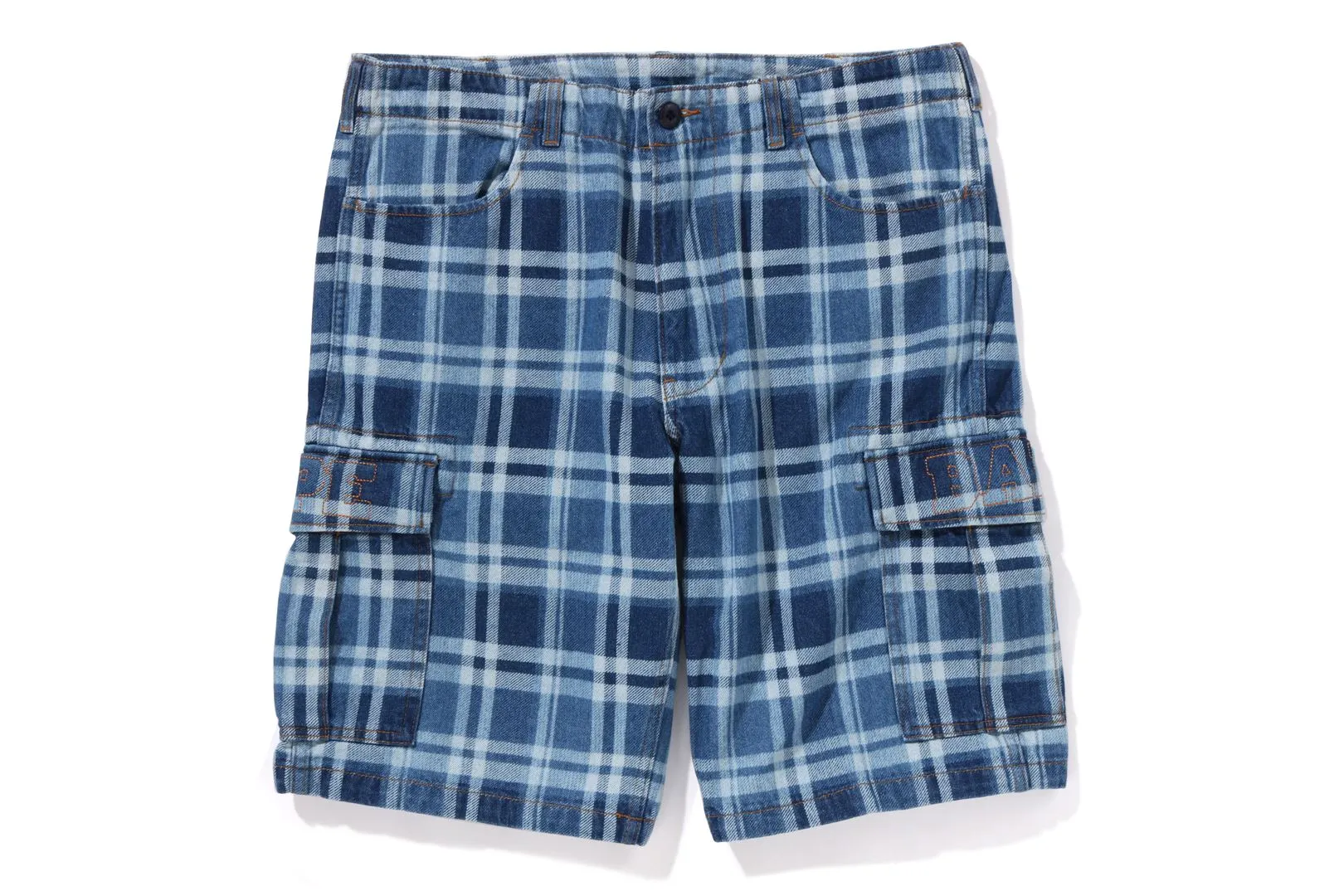 BAPE CHECK 6 POCKET DENIM SHORTS sold by Bape