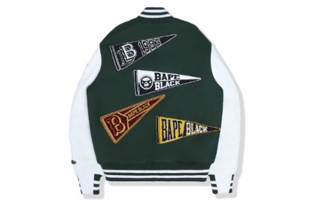 【 BAPE BLACK X GOLDEN BEAR SPORTSWEAR 】VARSITY JACKET sold by Bape