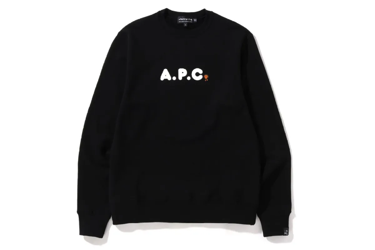【 BAPE X A.P.C. 】MILO ON APC WIDE FIT CREWNECK sold by Bape