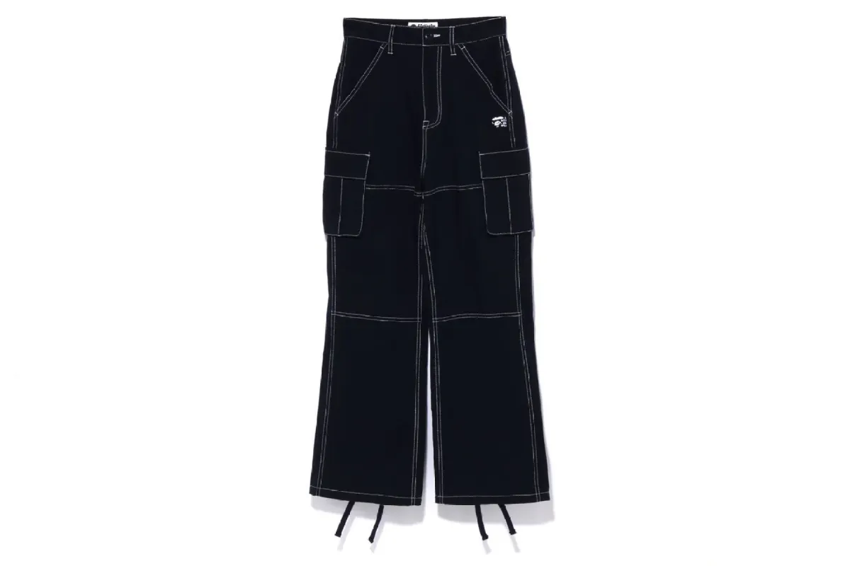 COLOR STITCHING HIGH WAIST CARGO PANTS made by Bape