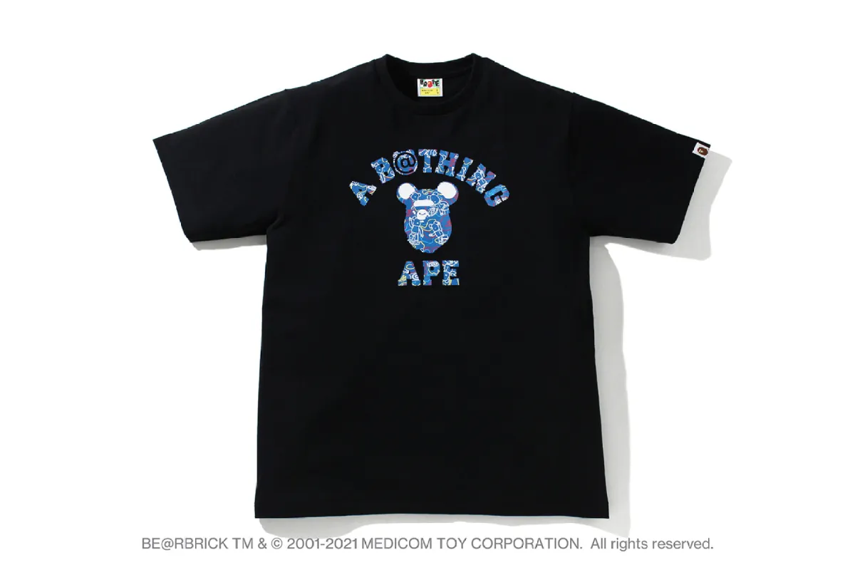 【 BAPE X MEDICOM TOY 】BE@RBRICK CAMO BE@R COLLEGE TEE made by Bape