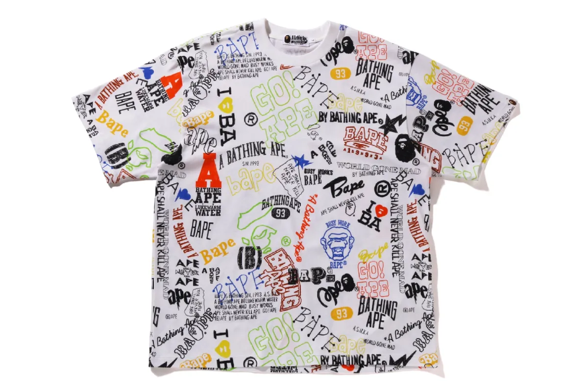 HAND DRAW PATTERN RELAXED FIT TEE sold by Bape