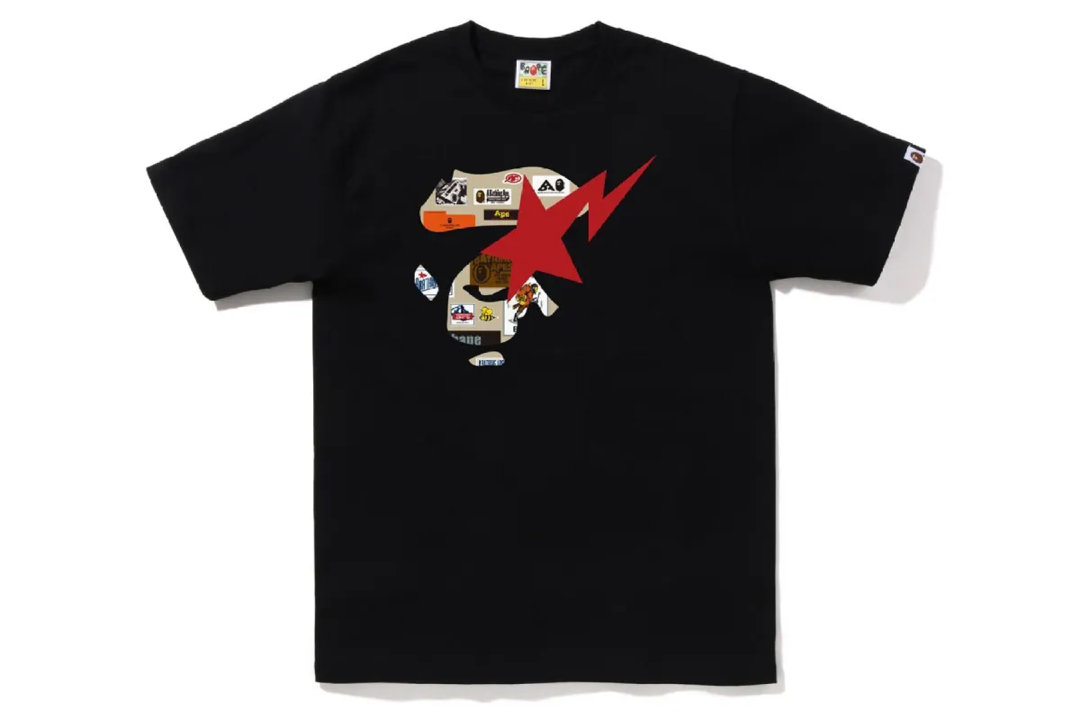 BAPE MULTI LABEL APE FACE STA TEE sold by Bape