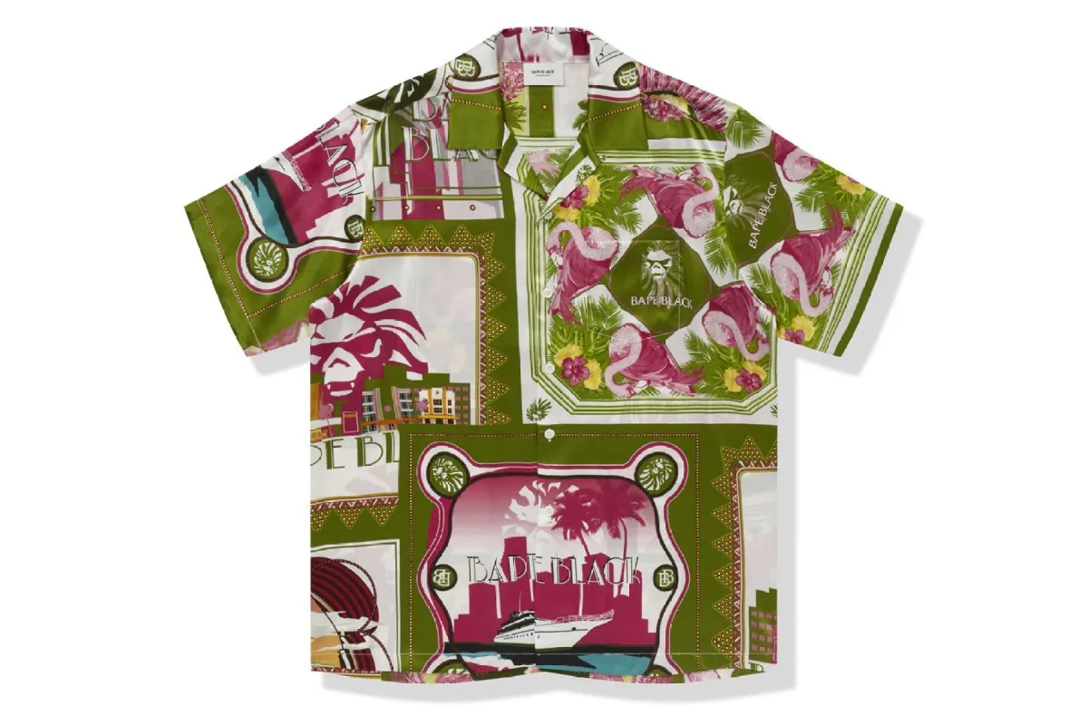 【 BAPE BLACK 】PRINTED SHORT SLEEVE SILK SHIRT sold by Bape