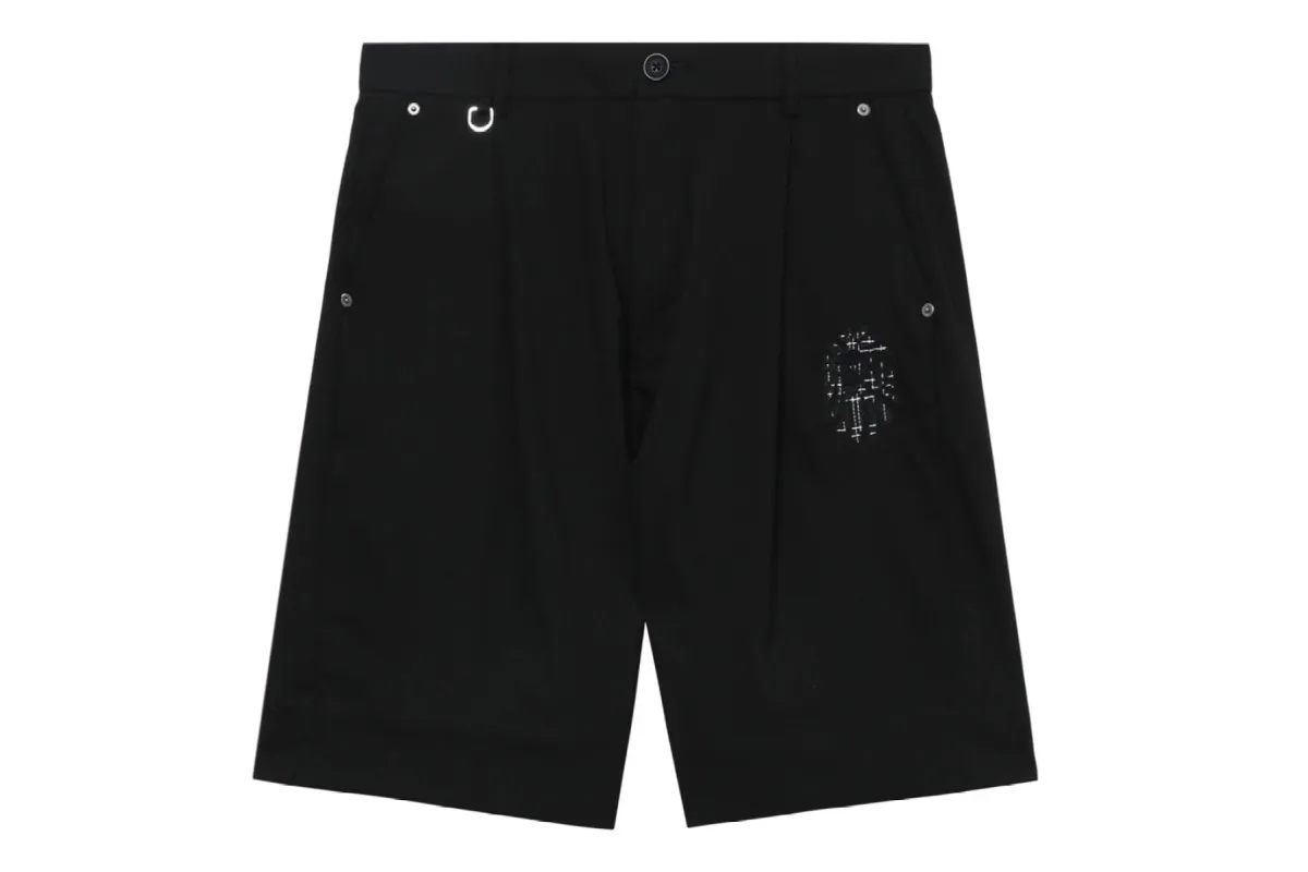BAPE BLACK LOGO SHORTS WITH TWEED HEM sold by Bape