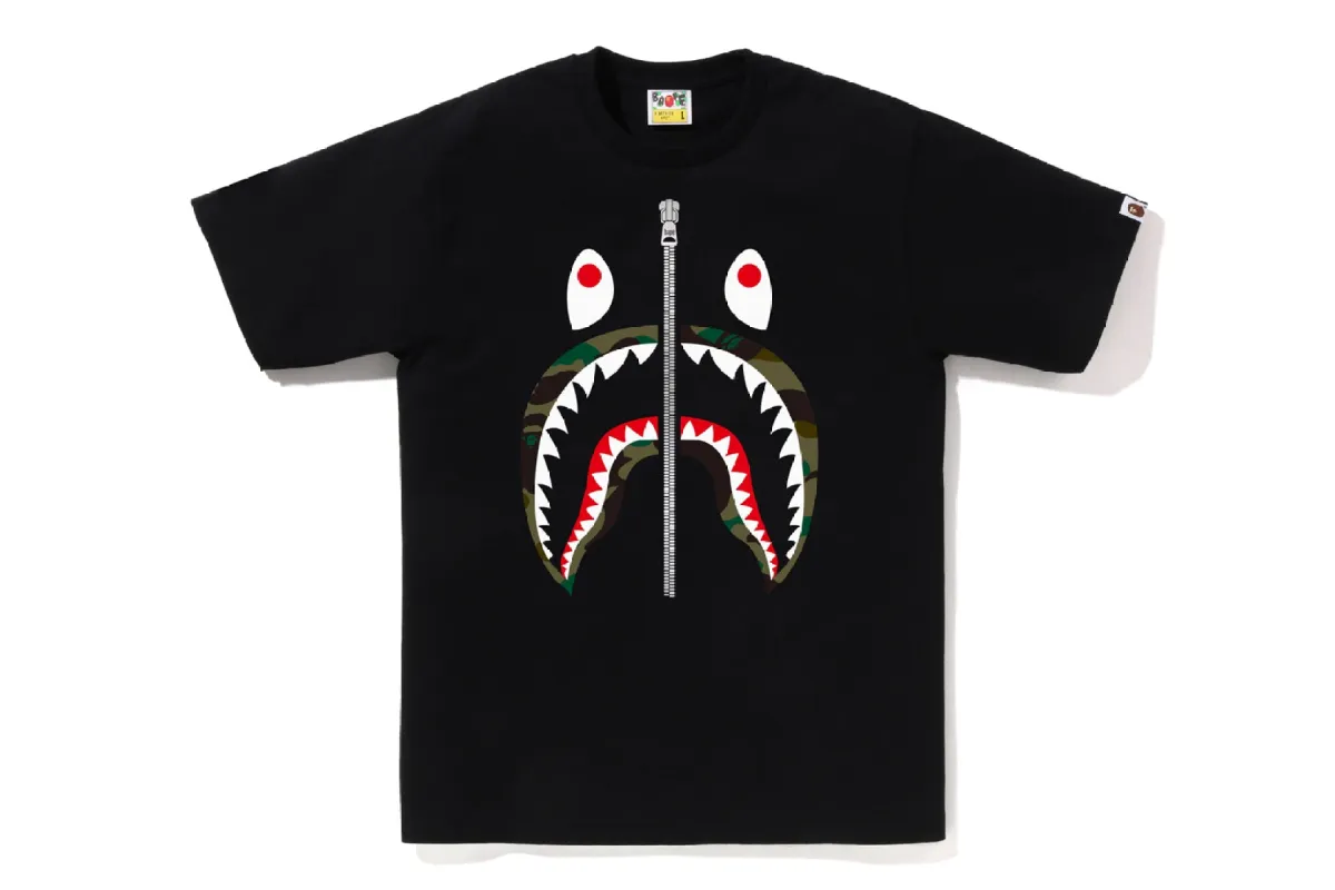 1ST CAMO SHARK TEE sold by Bape
