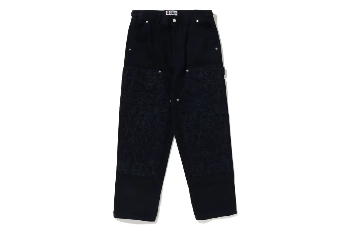 LINE CAMO PATCH DENIM DOUBLE KNEE WORK PANTS sold by Bape
