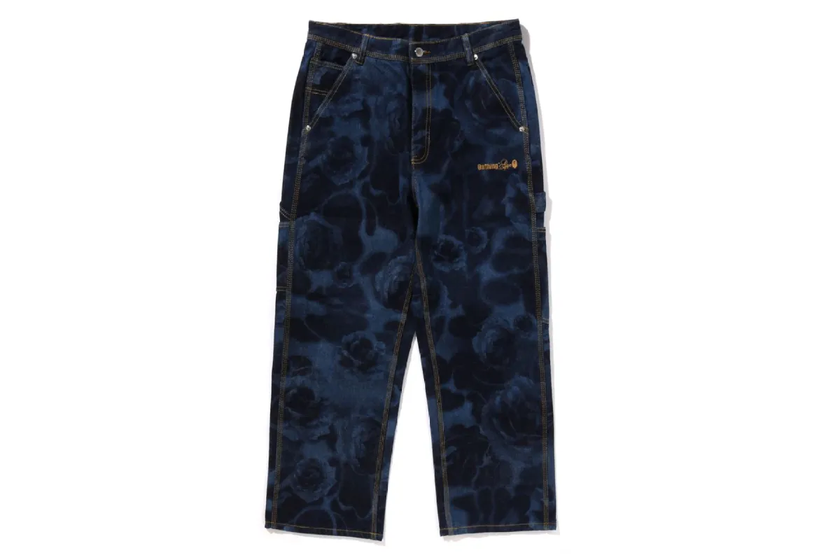 FLORAL CAMO JACQUARD RELAXED FIT 13OZ DENIM WORK PANTS sold by Bape