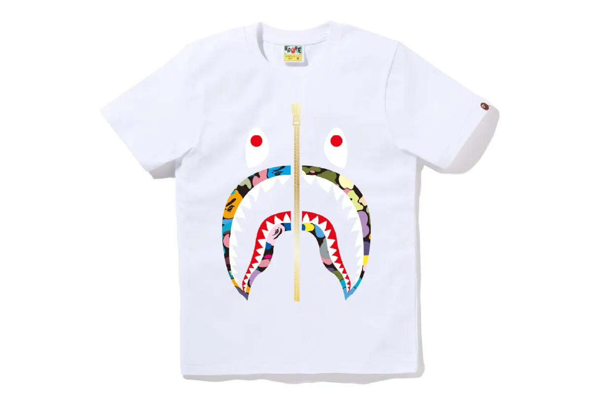 MULTI CAMO SHARK TEE sold by Bape
