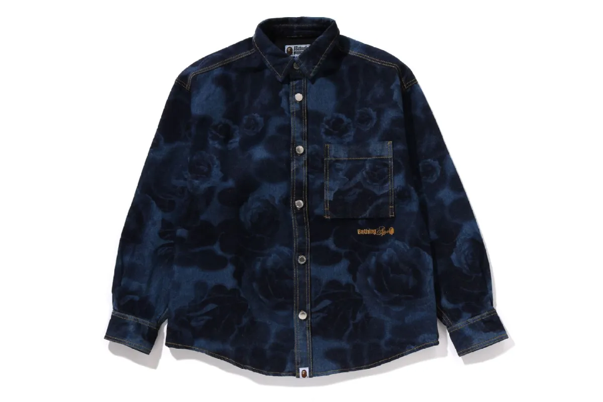 FLORAL CAMO JACQUARD 13OZ DENIM LS SHIRT sold by Bape