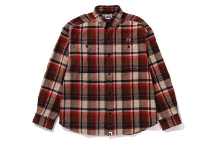 BAPE CHECK  APE HEAD ONE POINT FLANNEL SHIRT sold by Bape