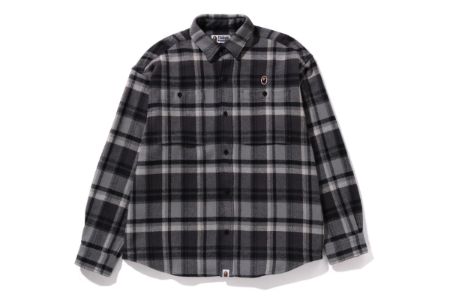 BAPE CHECK  APE HEAD ONE POINT FLANNEL SHIRT sold by Bape