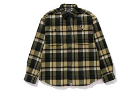 BAPE CHECK  APE HEAD ONE POINT FLANNEL SHIRT sold by Bape