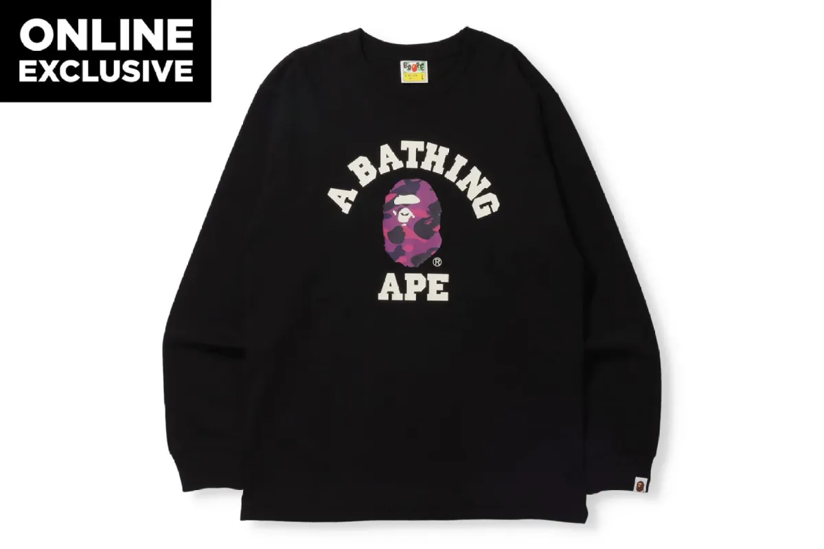 COLOR CAMO COLLEGE L/S TEE sold by Bape