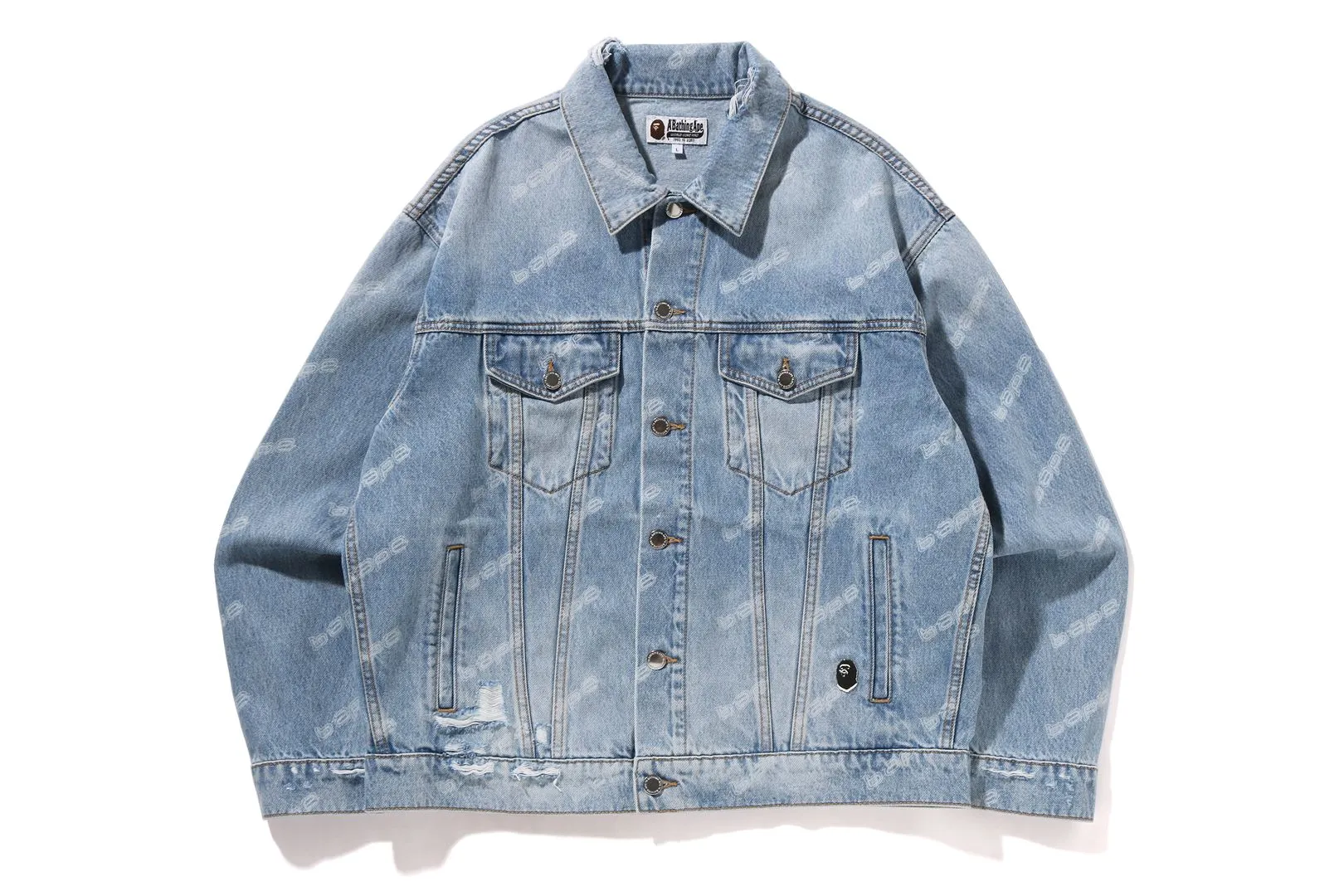 BAPE HEXAGRAM LASER DESTROY DENIM JACKET sold by Bape
