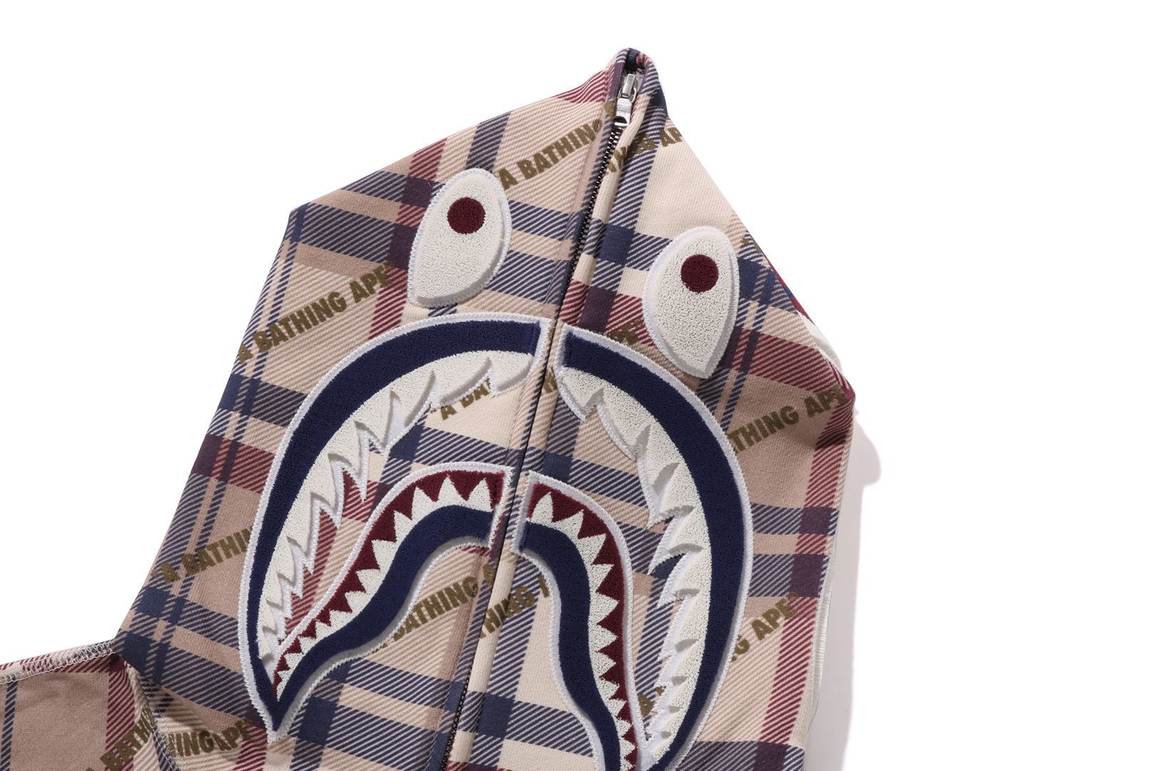 A BATHING APE LOGO CHECK PATTERN SHARK FULL ZIP HOODIE sold by Bape product image thumbnail 3