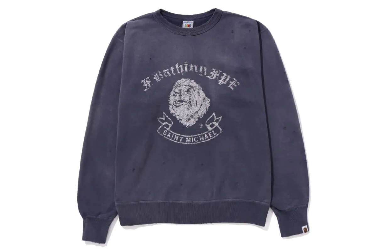 【 BAPE X SAINT MXXXXXX 】GORILLA CREWNECK made by Bape
