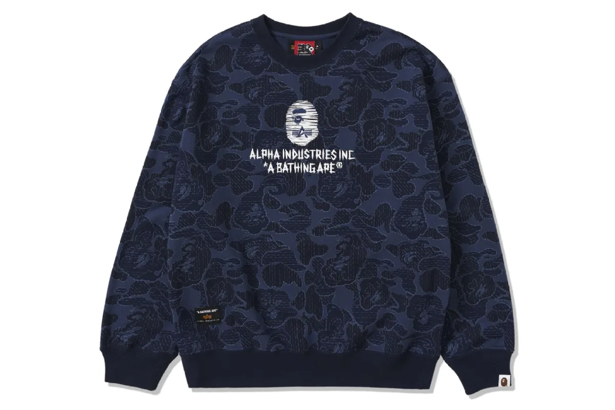 【 BAPE X ALPHA INDUSTRIES 】CREWNECK SWEATER sold by Bape