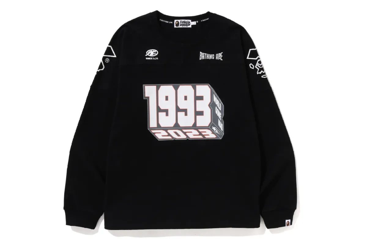 BAPE FOOTBALL RELAXED FIT L/S TEE sold by Bape