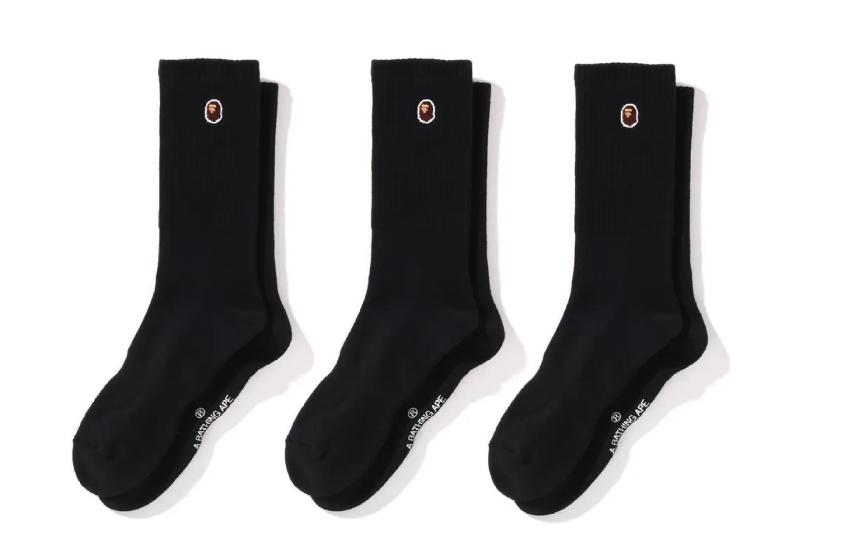 APE HEAD ONE POINT SOCKS 3 PAIRS sold by Bape