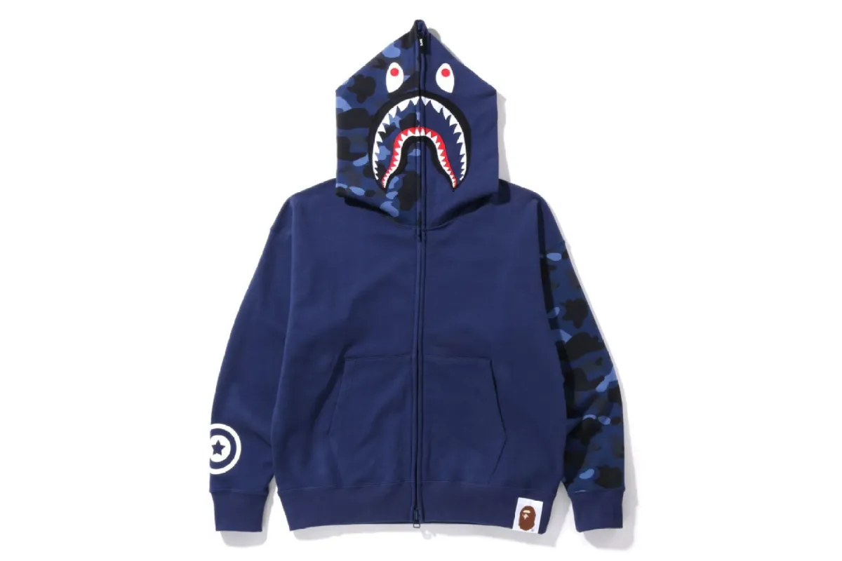 COLOR CAMO GIANT SHARK LOOSE FIT FULL ZIP HOODIE sold by Bape