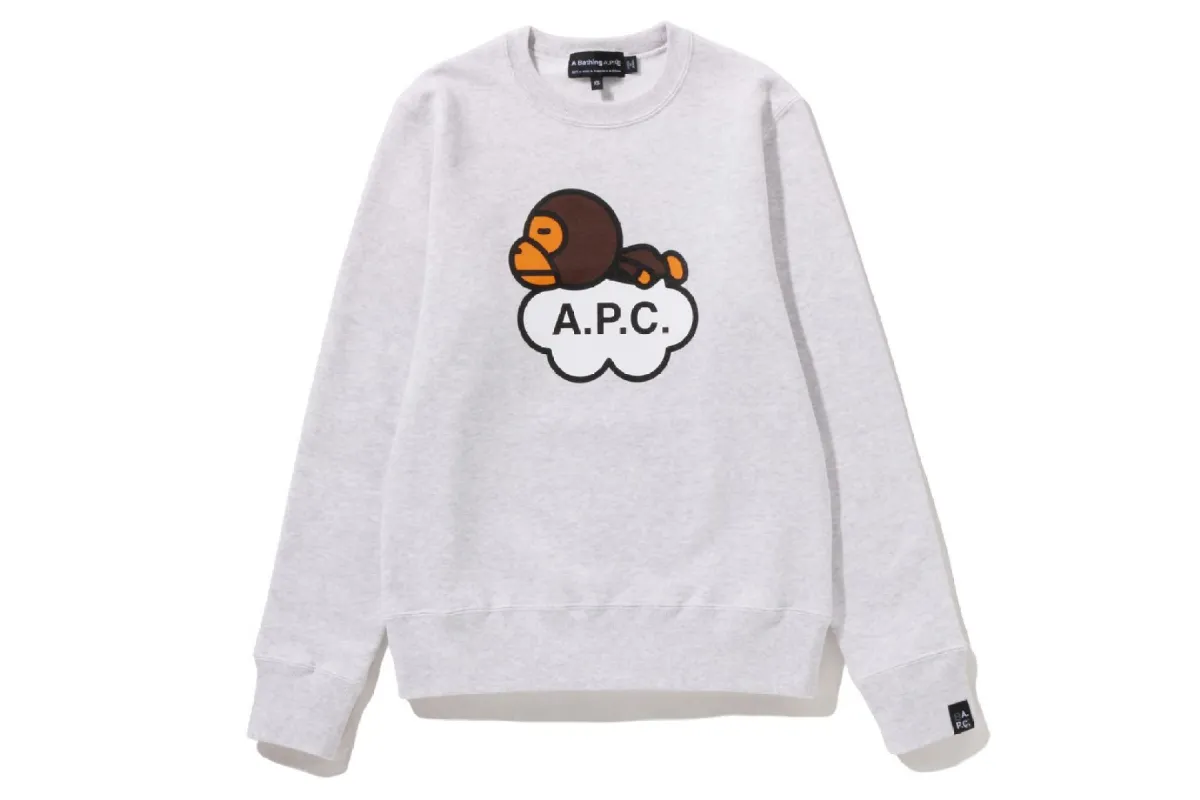 【 BAPE X A.P.C. 】MILO WIDE FIT CREWNECK sold by Bape
