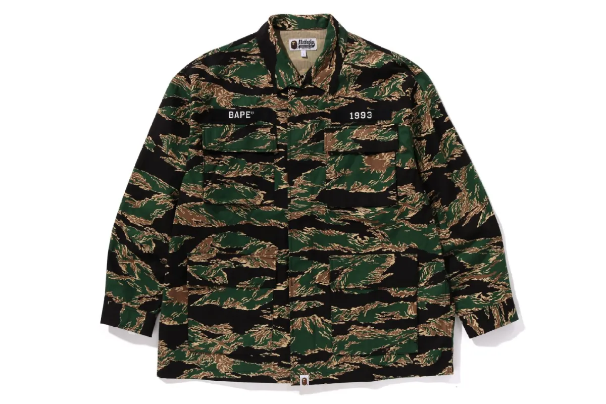 TIGER CAMO MILITARY SHIRT sold by Bape