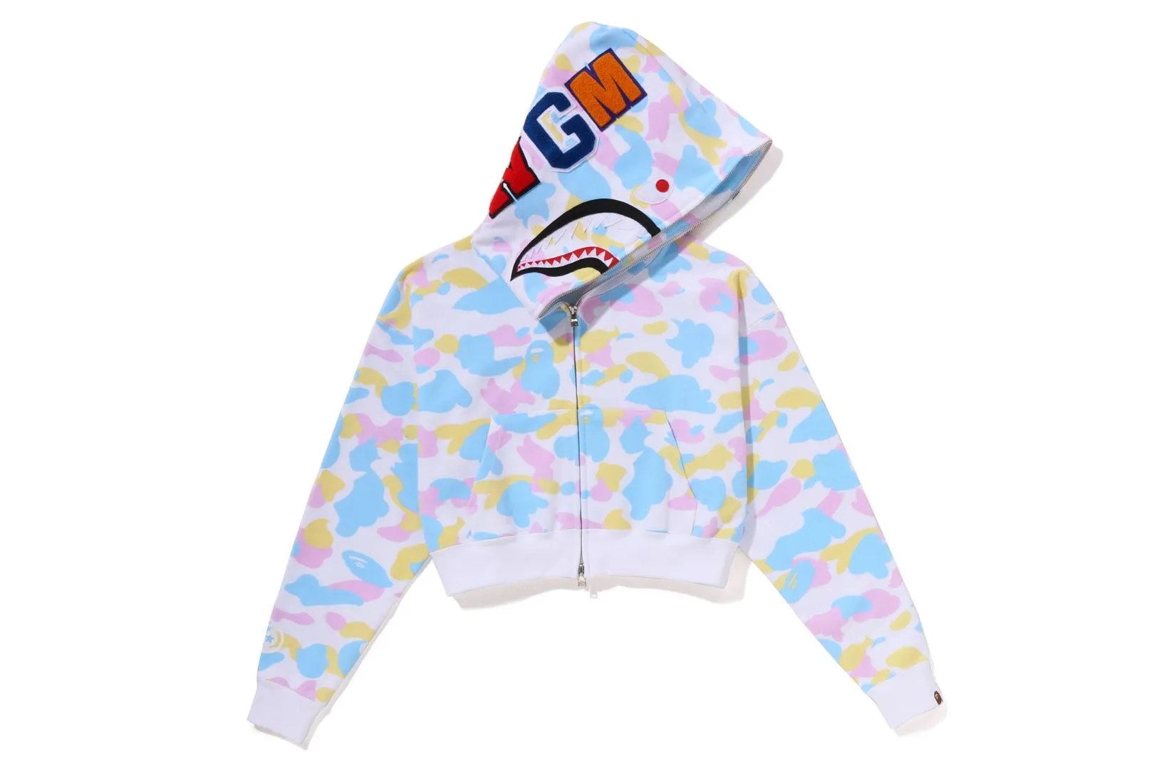 NEW MULTI CAMO CROPPED SHARK FULL ZIP HOODIE sold by Bape product image thumbnail 3